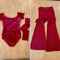 Red Velvet and Glitter Dance Costume Set