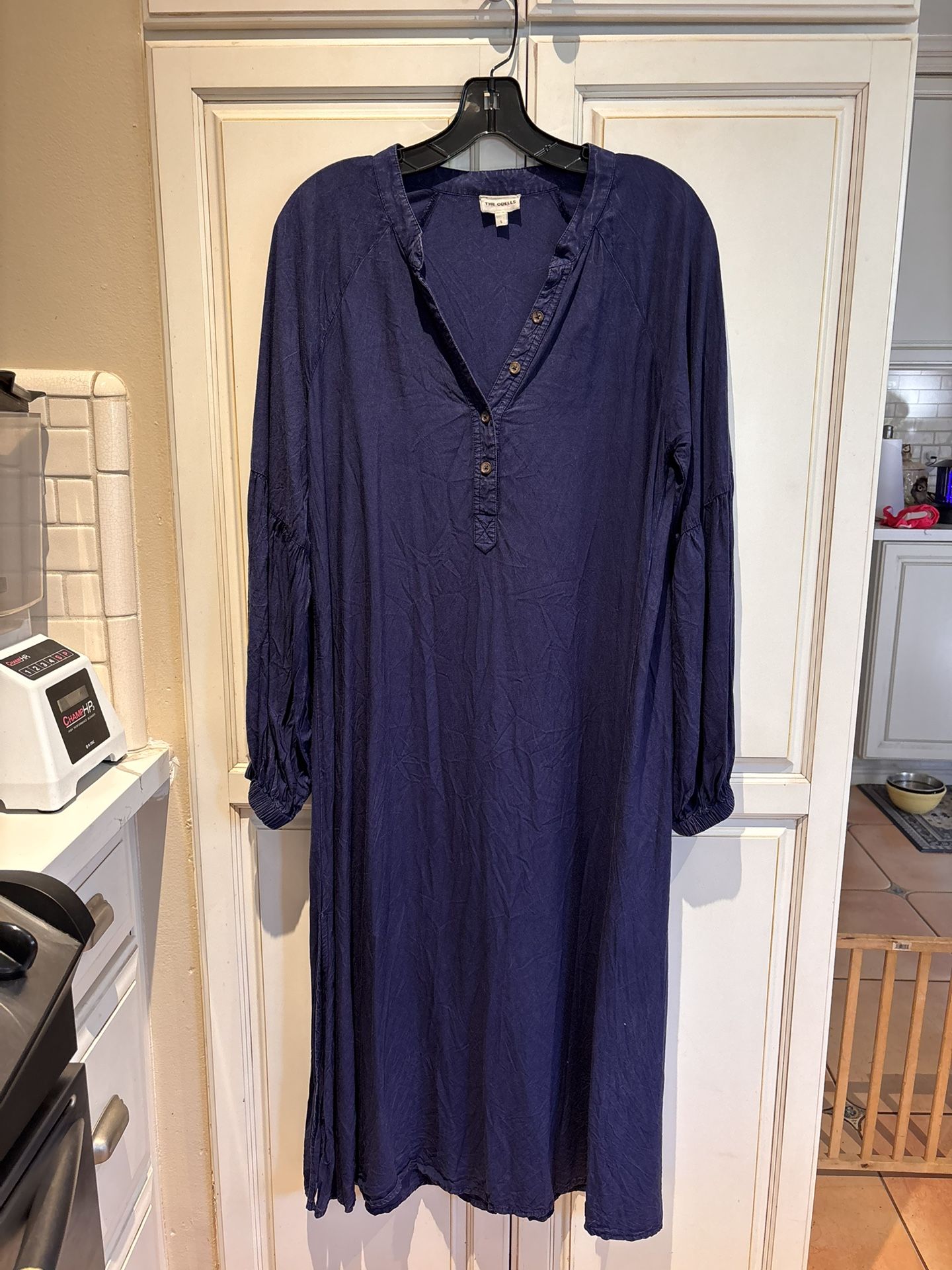 The Odell’s navy blue dress Size S see last pic for sewn mended