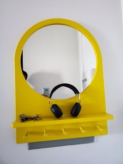 IKEA coat hanger + mirror + key shelf
