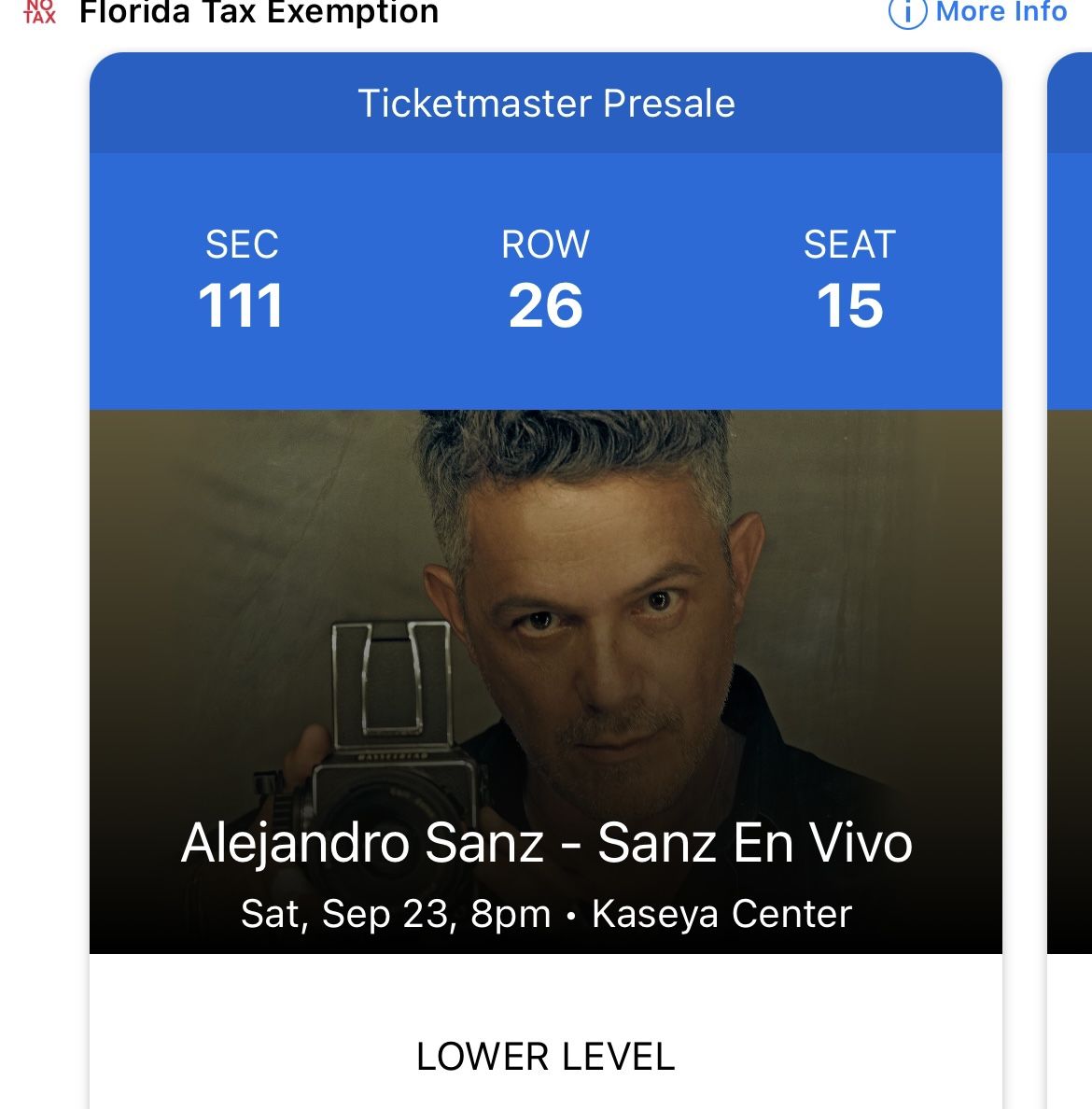 Alejandro Sanz Miami concert Tickets $400