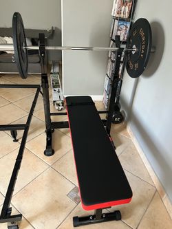 Everyday Essentials Weight Bench Barbell and Plates