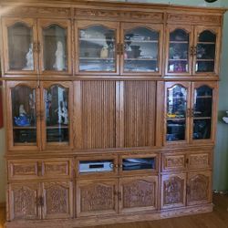 Antique Solid Oak Entertainment Center
