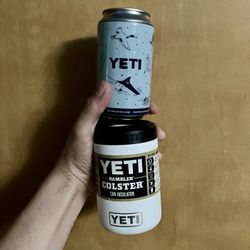 NEW Yeti Colster White Insulated 12 oz Metal can cooler Holster ounce Insulator + Pop Top Storage Can 12oz