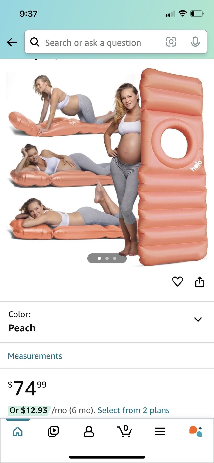 HOLO The Original Inflatable Pregnancy Pillow - Full Body Maternity Airbed/Float with Hole for Tummy - for Ultimate Sleeping Support & Comfort - Say G