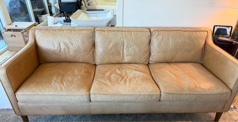 FREE WEST ELM Hamilton 81" Sofa, Charme Leather, Burnt Sienna, Almond