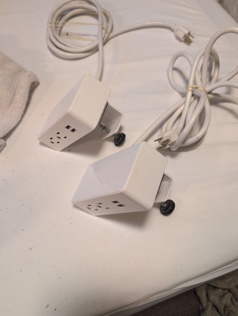 Lot Of 2x Usb Plug In Power Strips With Table Clamps