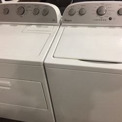 Whirlpool Washer And Dryer Electric Top Load Set Free Cords Attachments Warranty 