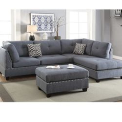 Gorgeous Gray Colored 3 Piece Sectional Set