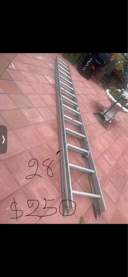 Good condition, 28 feet and more sizes available aluminum extension, Ladders
