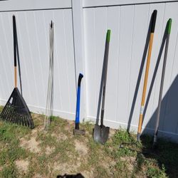 Shovel, Rakes Axe And Glow "Fishing" Rods