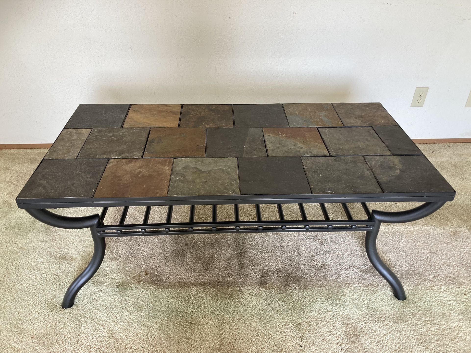 Functional Natural Slate Tile Top Coffee Table By Ashley