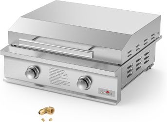 Stanbroil 28-Inch Premium Built-In Natural Gas Griddle for Outdoor Kitchen Grill, Durable Stainless Steel 2-Burner Flat Top Grill with Lid for BBQ Isl