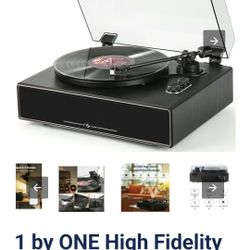 1 by ONE High Fidelity All-in-One Vinyl Turntable