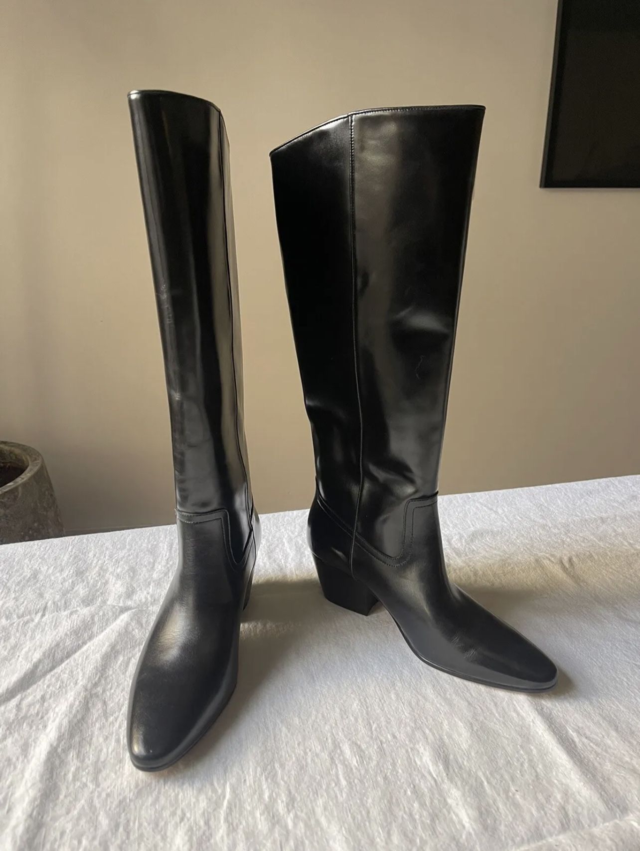 BRAND NEW J CREW PIPER KNEE-HIGH BOOTS BLACK LEATHER SIZE 7
