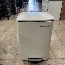 SONGMICS Kitchen Trash Can 5.2-Gallon (20 L) Trash Bin Stainless Steel Garbage Can - White ***open box***