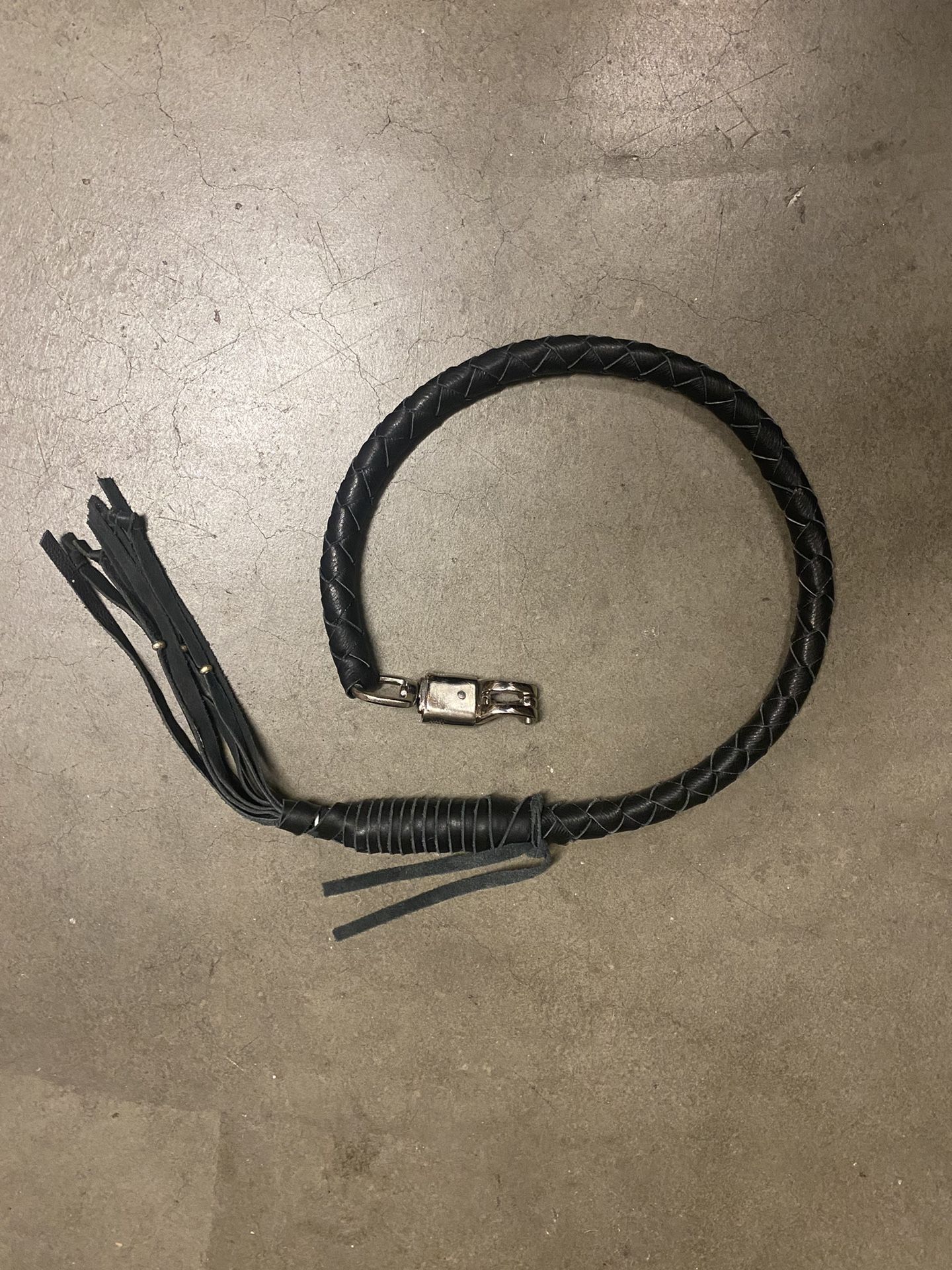 Genuine leather, 46 inch long motorcycle "Get Back" whip