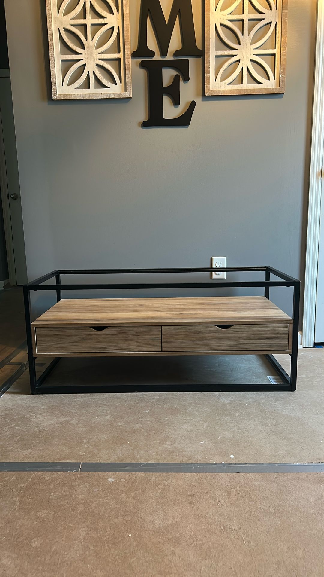 Glass Coffee Table/ Entertainment Stand With 2 Drawers