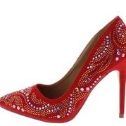 Red Rhinestone Pointed Toe Stiletto Heel