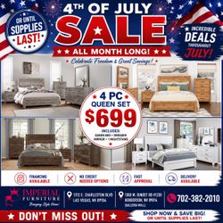 4pc Queen Set ‼️ Only $699 ‼️ 💙❤️ 4th of July Sale! All month long