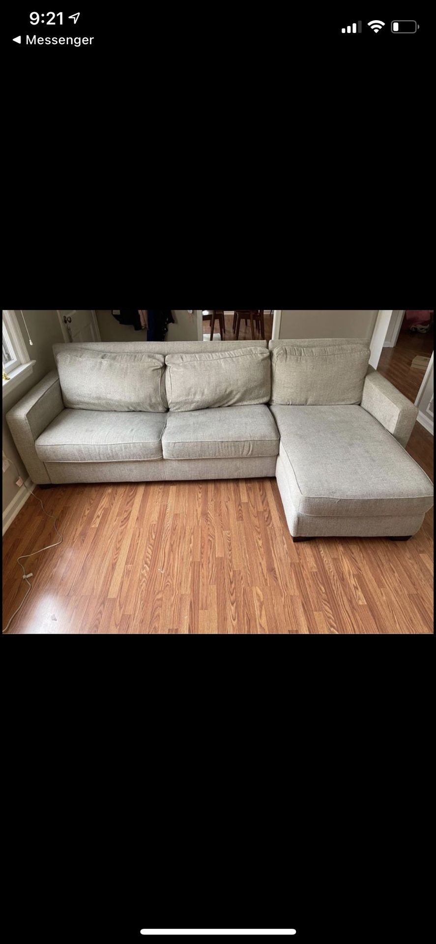 West Elm Henry 2 Piece Sleeper Sectional Couch Sofa Chaise With Storage Free Delivery