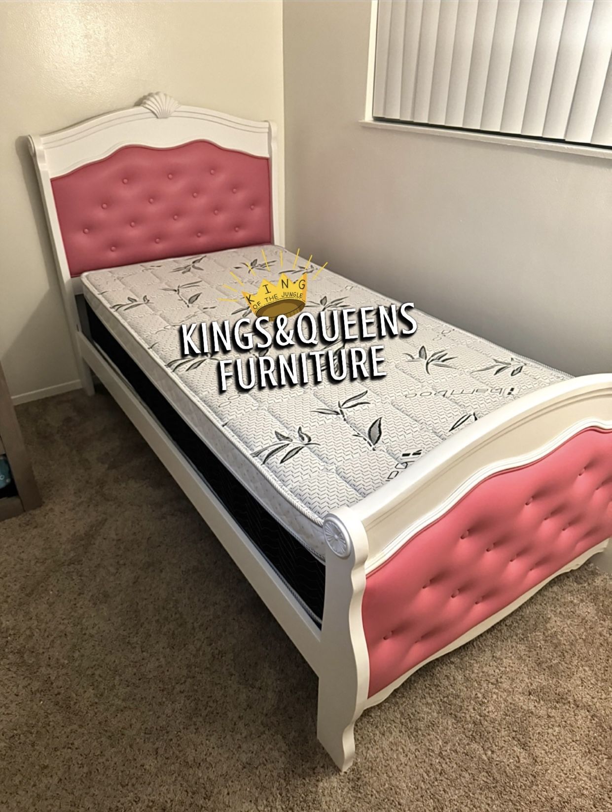 New Twin Pink Bed Frame With Mattress Included 