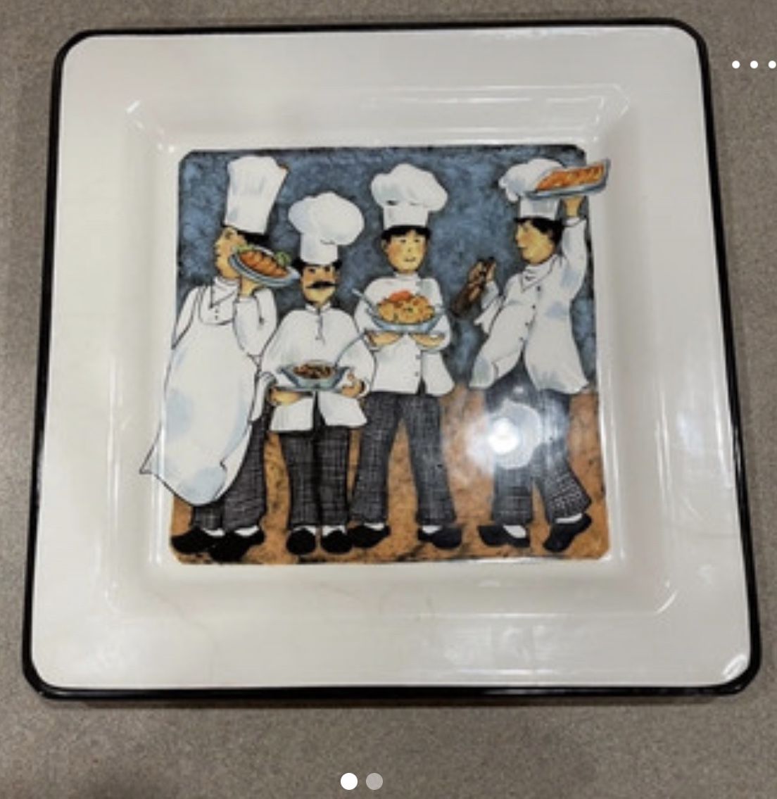 Chefs DINNER ~ 10” Square Plate ~ Designed by Brunelli ~ MADE in ITALY ~ Decorative Piece