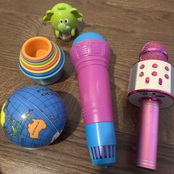 Kids Toy Bundle – Stackers, Microphones, Ball, & More!