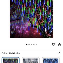 Meteor Shower Lights Outdoor Christmas Lights 24-Tube 576LEDs Snow Falling Rain Cascading Icicle Light for Christmas Tree Decorations Wedding Party Ho