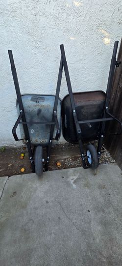 2 wheelbarrows and 1 utility dolly
