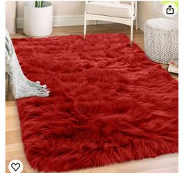 Gorilla Grip Red Fur Rug