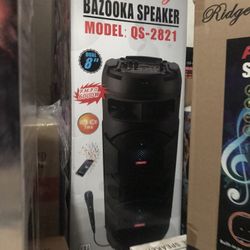 Wireless Music player - 8” Woofer  Bluetooth - Fm Radio - Rechargeable  MICROPHONE & CHARGER INCLUDED ! USB PORT - SD MEMORY SLOT - Portable  Compatib