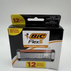 12 Refill Bic Flex 5 Refillable Razor Cartridges for Men Smooth and Comfortable
