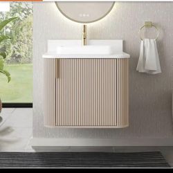 Miravaux 24 in. Flaxen Beige Bath Vanity w/ White Top