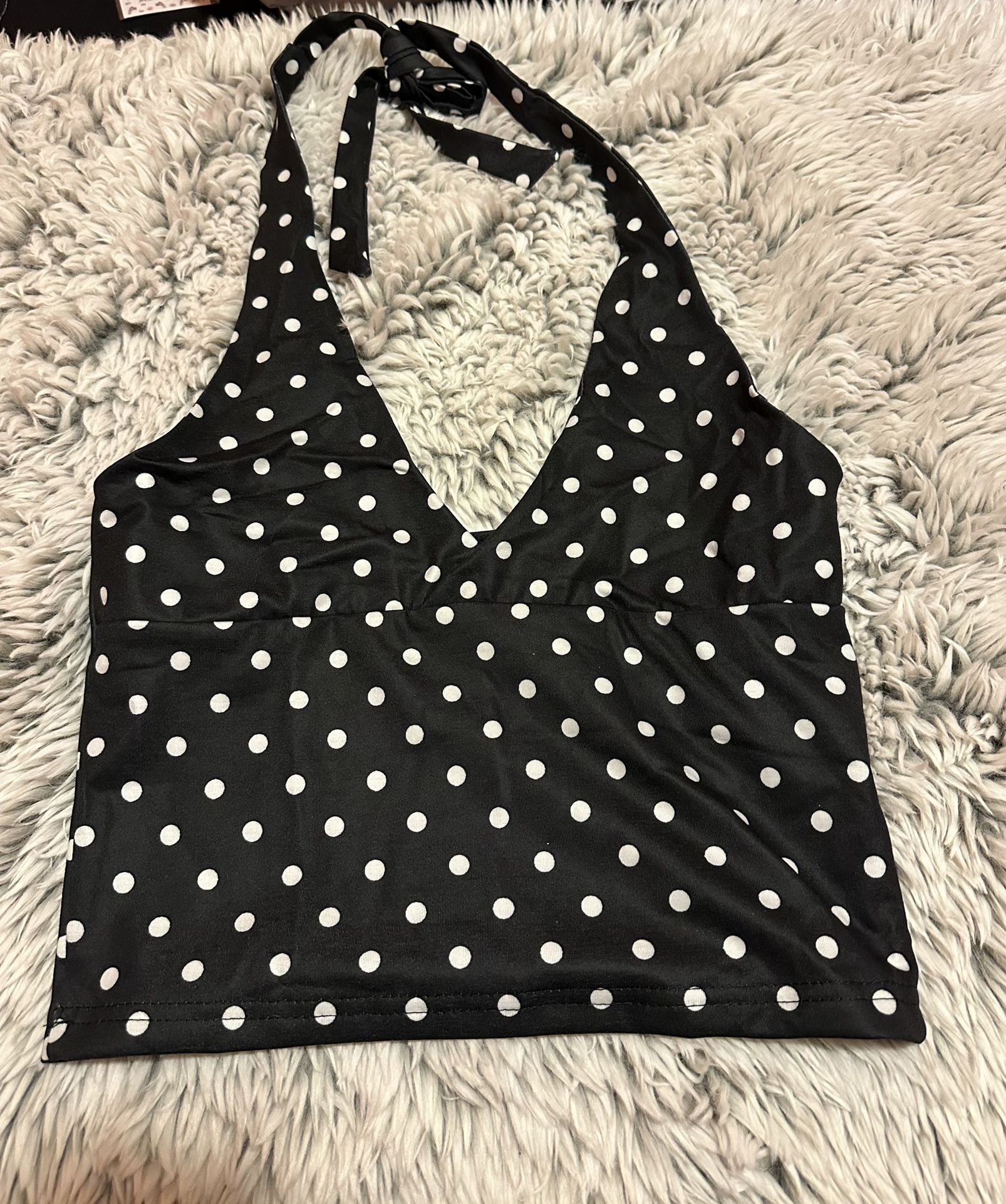 polka dot halter neck top