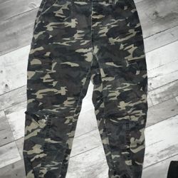 VIP Jeans Pants Womens 13 Green Denim Jogger Woodland Camo Cotton Blend Cargo