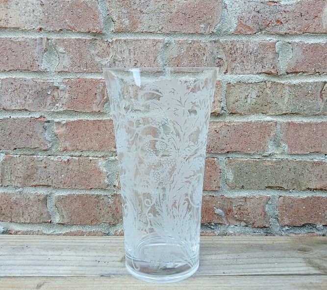 Vintage Christofle Orangerie Etched Floral Crystal Vase