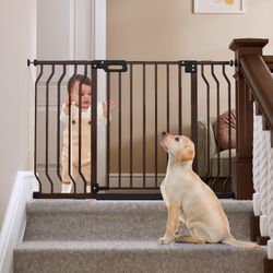 Baby Gate For Stairs, 30.5"-43" Pressure Mounted Pet Gate For Doorways-Auto Close Dog Gate For The House-Easy Installation & Walk Thru Wide Safety Gat