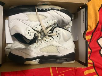 Air Jordan 5 White Black Silver Sneakers