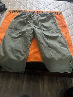 Olive Green Cargo Pants with Elastic Waist