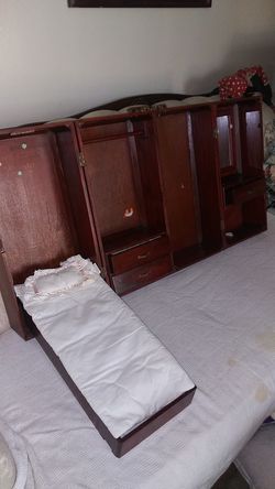 Vintage wooden doll suitcase