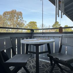 Marble top Patio Table and Foldable Chairs