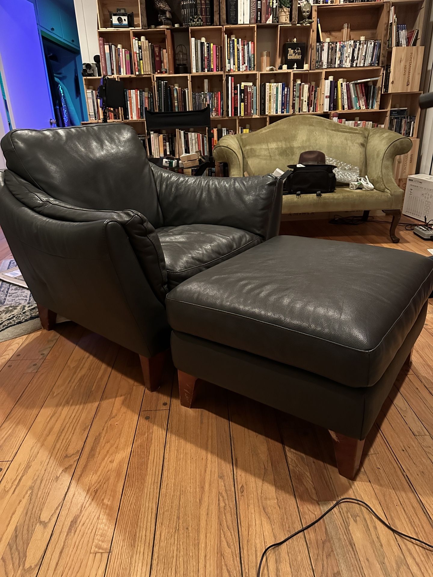 Italsofa Leather Chair And Ottoman