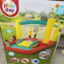 Play Day Jump 'N Away Kids Indoor and Outdoor Bouncer with Blower Included