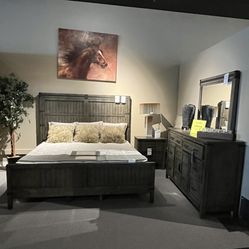 King Bed, Dresser, Mirror And Nightstand 