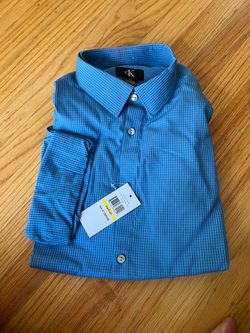 NWT! Calvin Klein Men's Long-Sleeve Button-Down Shirt Blue Size M