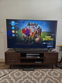Samsung 65" Crystal UHD 4K Smart TV with Bryner Dark walnut TV stand