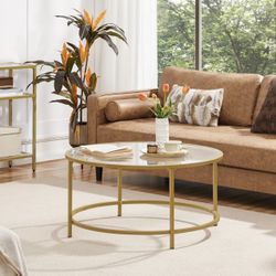 Round Glass Top Coffee Table 