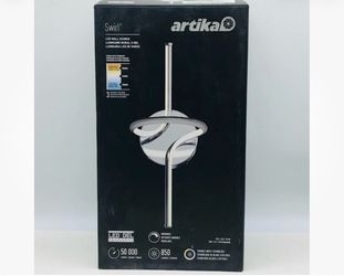 Artika Swirl Mini 8.9 in. 1-Light Chrome Modern Dimmable Integrated LED 3 CCT Wall Sconce Wall Light - New
