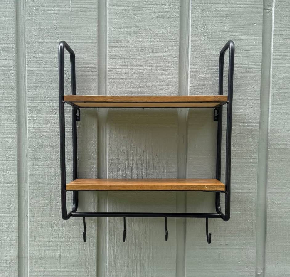 World Market Modern Tier Wood And Metal Wall Shelving With Hooks
