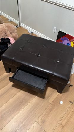 Leather bench with drawer